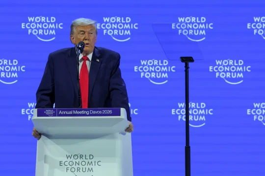 Tổng thống Mỹ Donald Trump tham dự Hội nghị Diễn đàn Kinh tế Thế giới (WEF) thường niên lần thứ 56 tại Davos, Thụy Sĩ, ngày 21/1. Ảnh: Reuters.