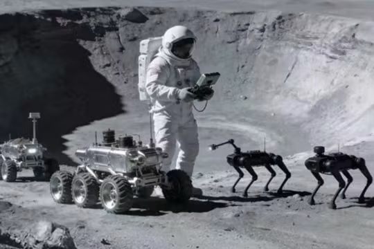 Các nhà nghiên cứu Trung Quốc đã lập ra bản thiết kế chi tiết về những chú chó robot có thể giúp các phi hành gia trinh sát các mối nguy hiểm, thu thập mẫu đá và thực hiện các công việc khoa học tỉ mỉ. Ảnh: CCTV.