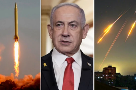 Hình ảnh về vụ phóng tên lửa Shahab-3, Thủ tướng Israel Benjamin Netanyahu, và khoảnh khắc tên lửa Iran bay đến Israel. Ảnh: MW.