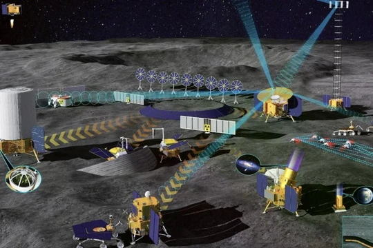 Các nhà nghiên cứu tại Viện Kỹ thuật Hệ thống Tàu vũ trụ Bắc Kinh đã công bố một robot bánh xe bán người được thiết kế để xây dựng, bảo trì và tiến hành nghiên cứu tại căn cứ trên Mặt Trăng, dự kiến ​​sẽ hình thành vào năm 2035. Ảnh: SCMP.