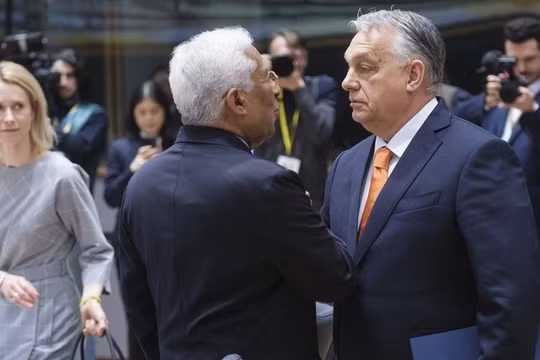 Cao ủy phụ trách chính sách đối ngoại của EU, Kaja Kallas, Chủ tịch Hội đồng EU Antonio Costa và Thủ tướng Hungary Viktor Orban tại Brussels, Bỉ ngày 6/3/2025. Ảnh: Getty.