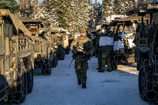 Một binh sĩ Anh trong một cuộc tập trận ở Tapa, Estonia, vào ngày 3/2. Ảnh: Getty.