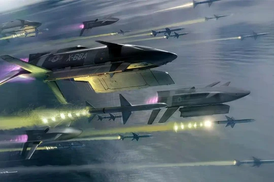 X-68A "LongShot" có thể được phóng từ máy bay chiến đấu, máy bay ném bom hoặc máy bay vận tải, kể cả dưới dạng đạn dược đóng gói trên pallet. Ảnh: DARPA.