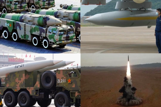 Các tên lửa đạn đạo chống hạm DF-21D, YJ-21 phóng từ máy bay, DF-26 và YJ-21 phóng từ tàu chiến. Ảnh: MW.