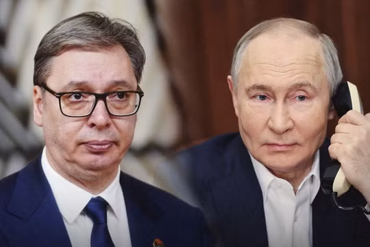 Tổng thống Serbia Aleksandar Vucic và Tổng thống Nga Vladimir Putin. Ảnh: RT.