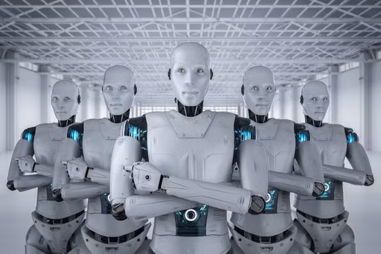 Robot hình người ngày càng trở nên tinh vi, thông minh hơn và sẵn sàng thay thế lao động con người trong các công xưởng. Ảnh: Getty.