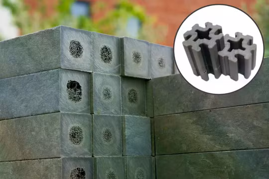 Vật liệu xây dựng được làm từ chất thải nhựa tái chế trong một bức ảnh minh họa. Ảnh: Getty.