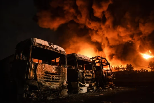Một vụ hỏa hoạn đã xảy ra tại kho chứa dầu Shahran ở Tehran vào Chủ nhật tuần trước. Ảnh: Getty.