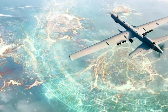 Hình ảnh minh họa do họa sĩ vẽ về các thử nghiệm khả năng tấn công điện từ của BAE Systems. Ảnh: BAE Systems.