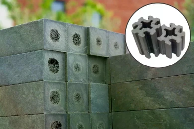 Vật liệu xây dựng được làm từ chất thải nhựa tái chế trong một bức ảnh minh họa. Ảnh: Getty.