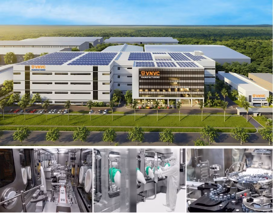 Đầu tư dây chuyền công nghệ cao từ Syntegon (Đức) đưa Nhà máy Vắc xin và Sinh phẩm VNVC vào nhóm 20 nhà máy sở hữu công nghệ sản xuất vắc xin hiện đại hàng đầu thế giới. Ảnh: VNVC và Syntegon