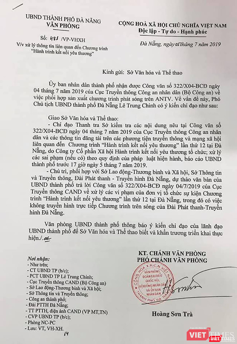 Văn bản chỉ đạo làm rõ sự việc của Phó Chủ tịch UBND TP Đà Nẵng Văn bản chỉ đạo làm rõ sự việc của Phó Chủ tịch UBND TP Đà Nẵng