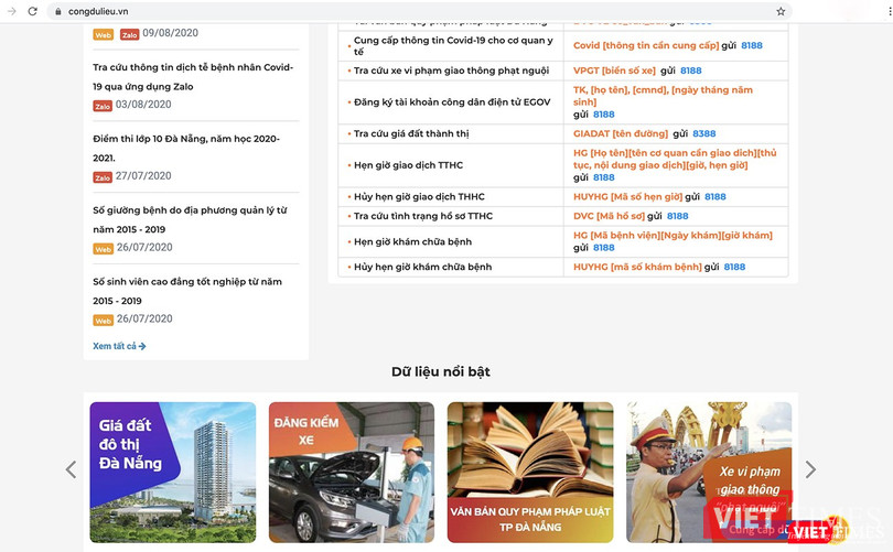 Cổng Dịch vụ dữ liệu TP Đà Nẵng đang cung cấp hơn 200 dịch vụ dữ liệu mở với nhiều lĩnh vực cho người dân và doanh nghiệp