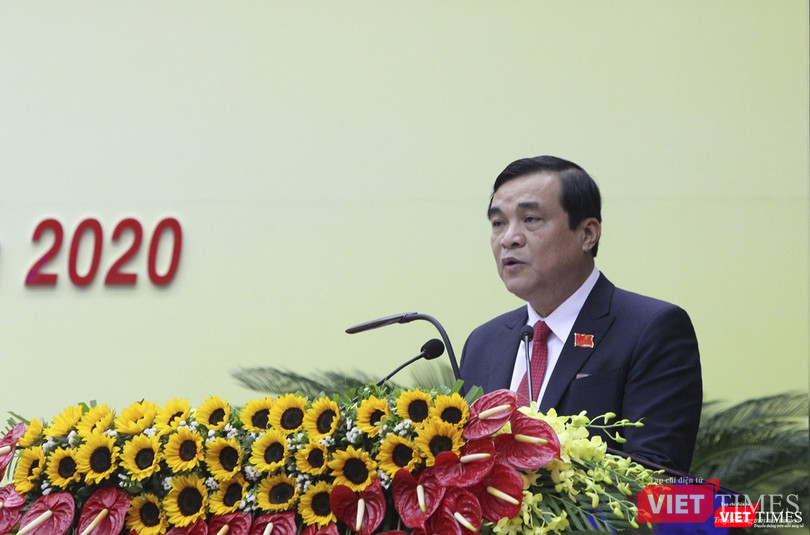 Ông Phan Việt Cường - Ủy viên Trung ương Đảng, Bí thư Tỉnh ủy khóa XXI, Chủ tịch HĐND tỉnh, Trưởng đoàn Đại biểu Quốc hội tỉnh Quảng Nam phát biểu khai mạc đại hội
