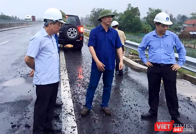 Lãnh đạo Bộ GTVT kiểm tra tình trạng hư hỏng trên tuyến cao tốc Đà Nẵng - Quảng Ngãi năm 2018
