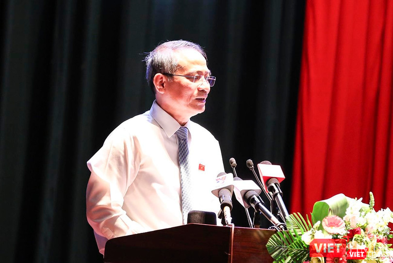 Bí thư Thành ủy Đà Nẵng Trương Quang Nghĩa-Trưởng Đoàn đại biểu Quốc hội TP Đà Nẵng phát biểu tiếp thu ý kiến cử tri