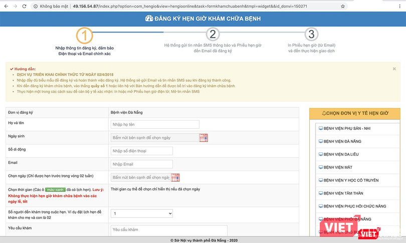 Từ năm 2018, ngành y tế Đà Nẵng đã áp dụng đăng ký lịch khám bệnh qua mạng