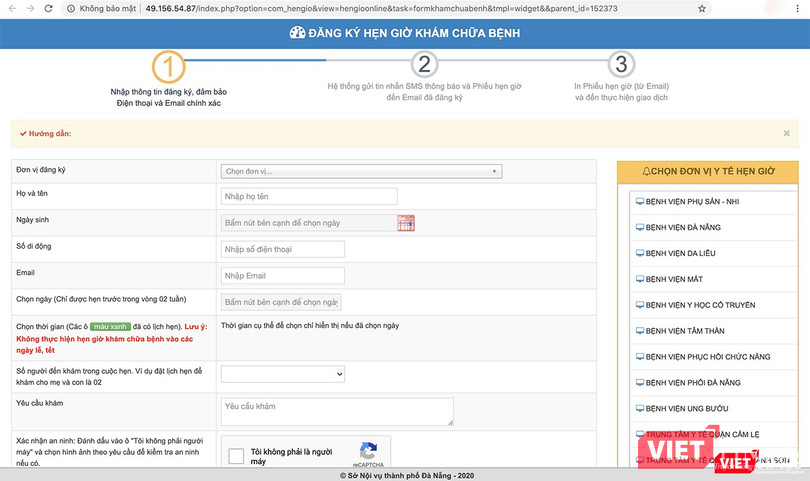 Từ tháng 4/2018, ngành y tế Đà Nẵng đã đưa ứng dụng đặt lịch khám qua mạng tại các cơ sở y tế trên địa bàn để phục vụ người dân