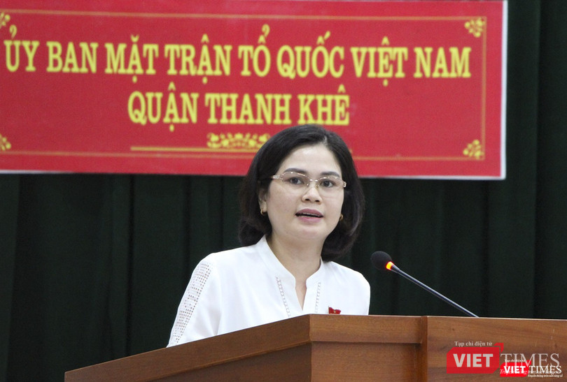 Bà Lê Thị Mỹ Hạnh - Trưởng ban Nội chính Thành ủy phát biểu tiếp thu ý kiến cử tri