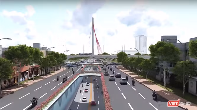 Phối cảnh nút giao thông phía Tây cầu Trần Thị Lý