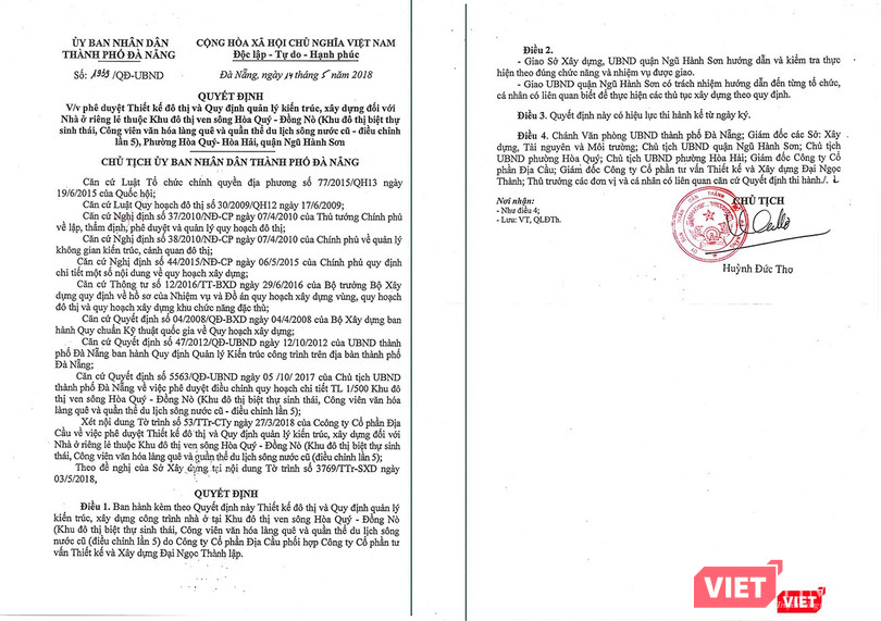 Quyết định QĐ 1939/QĐ-UBND ngày 14/5/2017 của Chủ tịch UBND TP Đà Nẵng
