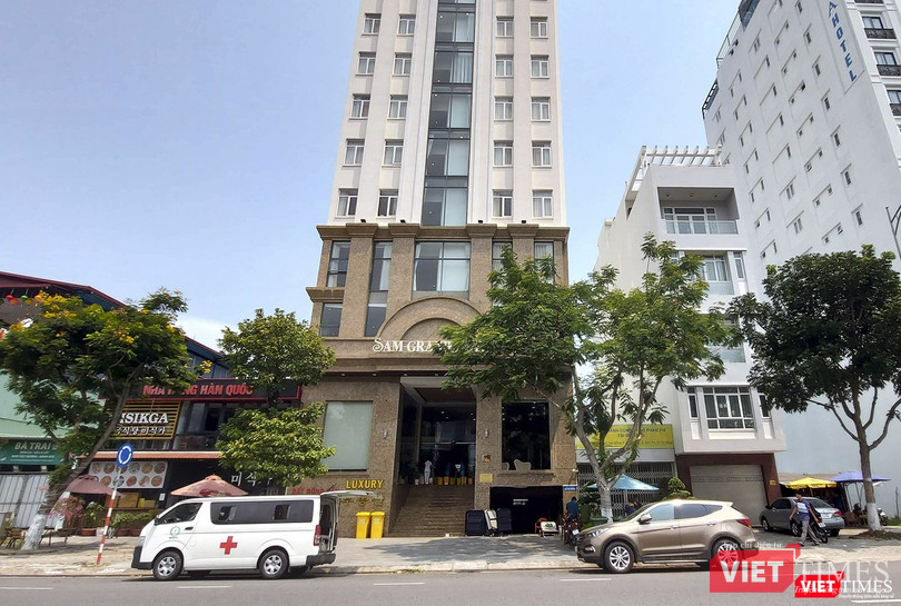 Khách sạn Sam Grand (đường Phạm Văn Đồng, quận Sơn Trà, TP Đà Nẵng), nơi được Đà Nẵng chọn làm cơ sở cách ly tập trung cho người nước ngoài cách ly dịch COVID-19