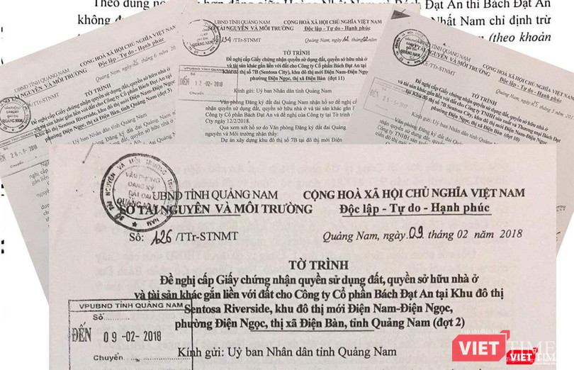 Tờ trình của Sở TNMT tỉnh Quảng Nam đề nghị cấp giấy chứng nhận quyền sử dụng đất tại các dự án do Bách Đạt An làm chủ đầu tư Tờ trình của Sở TNMT tỉnh Quảng Nam đề nghị cấp giấy chứng nhận quyền sử dụng đất tại các dự án do Bách Đạt An làm chủ đầu tư