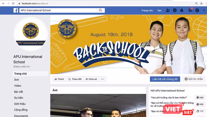 Thông tin về trường liên cấp APU trên mạng internet Thông tin về trường liên cấp APU trên mạng internet