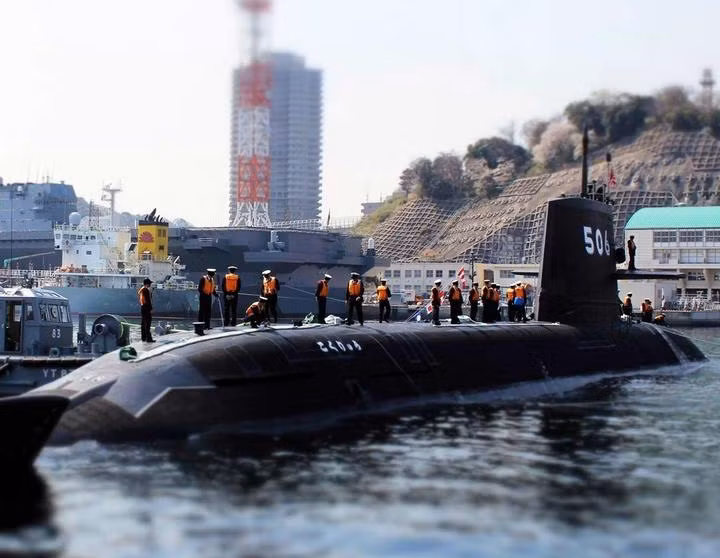 Tàu ngầm thông thường AIP lớp Soryu của Lực lượng Phòng vệ Biển Nhật Bản. Ảnh: Thời báo Hoàn Cầu.