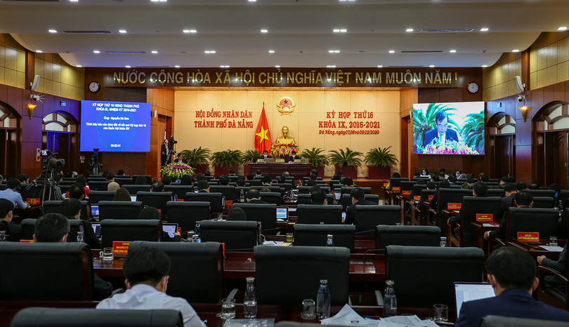 Quang cảnh phiên khai mạc kỳ họp thứ 16 HĐND TP Đà Nẵng khoá IX, nhiệm kỳ 2016-2021 diễn ra sáng ngày 7/12