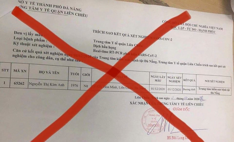 Phiếu xét nghiệm COVID-19 bị sửa kết quả gây hoang mang dư luận
