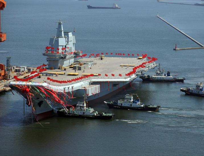 Tàu sân bay Type 001A do Trung Quốc tự chế, hạ thủy ngày 26/4/2017. Ảnh: Dwnews.