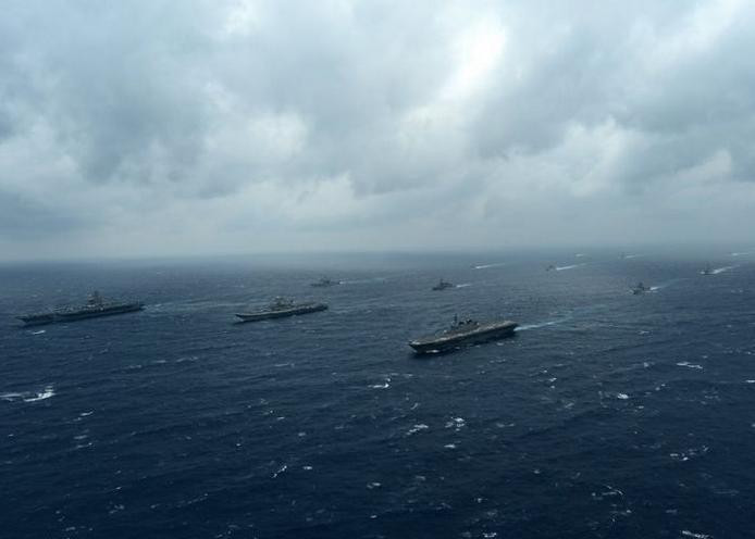 Cuộc tập trận Malabar - 2017 giữa Mỹ - Ấn - Nhật. Ảnh: Cankao.