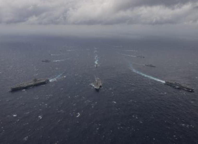 Cuộc tập trận chung Malabar-2017 giữa Mỹ - Ấn - Nhật. Ảnh: The Diplomat.