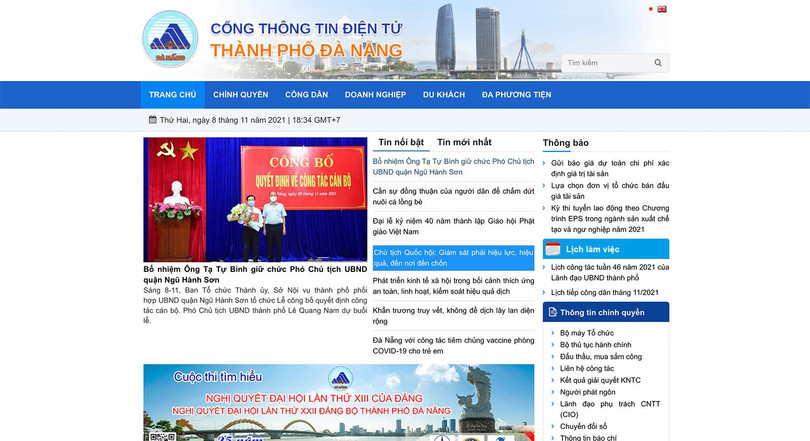 Trang web Cổng thông tin điện tử TP Đà Nẵng
