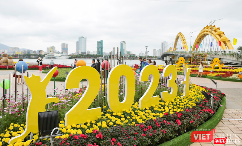 Không gian đường hoa Xuân tại công viên bờ Tây cầu Rồng