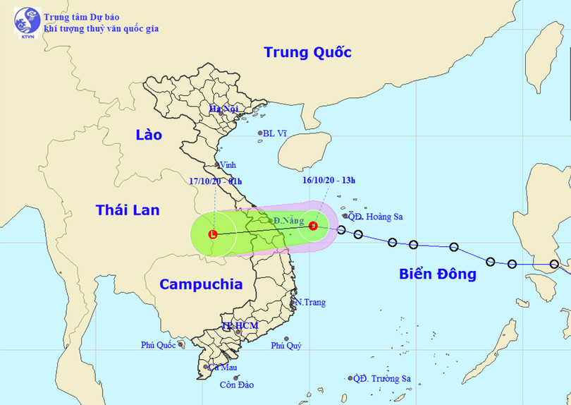 Dự báo của Trung tâm dự báo khí tượng thuỷ văn quốc gia về diễn biến của áp thấp nhiệt đới