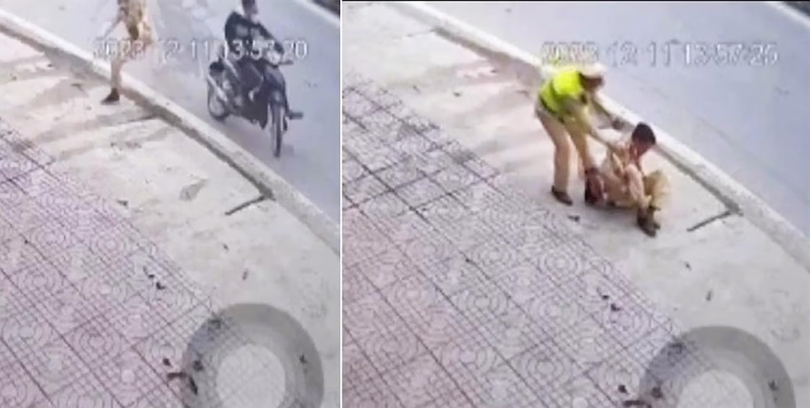 Hiện trường vụ việc Thiếu tá N.X.C - Cán bộ Đội CSGT - TT, Công an huyện Hưng Nguyên, Nghệ An bị tông gãy chân.