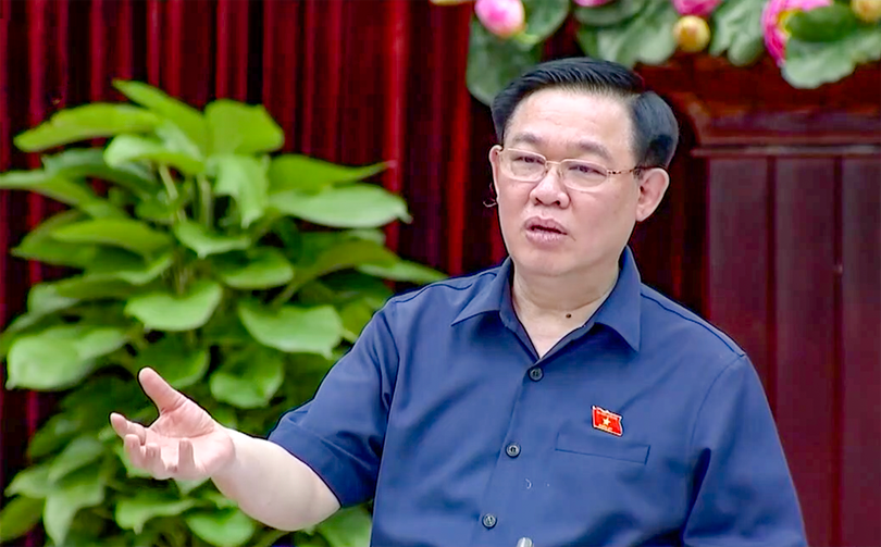 Chủ tịch Quốc hội Vương Đình Huệ phát biểu tại buổi làm việc với Thành uỷ Đà Nẵng (Ảnh: CTV)