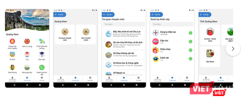 Giao diện ứng dụng Smart Quangnam