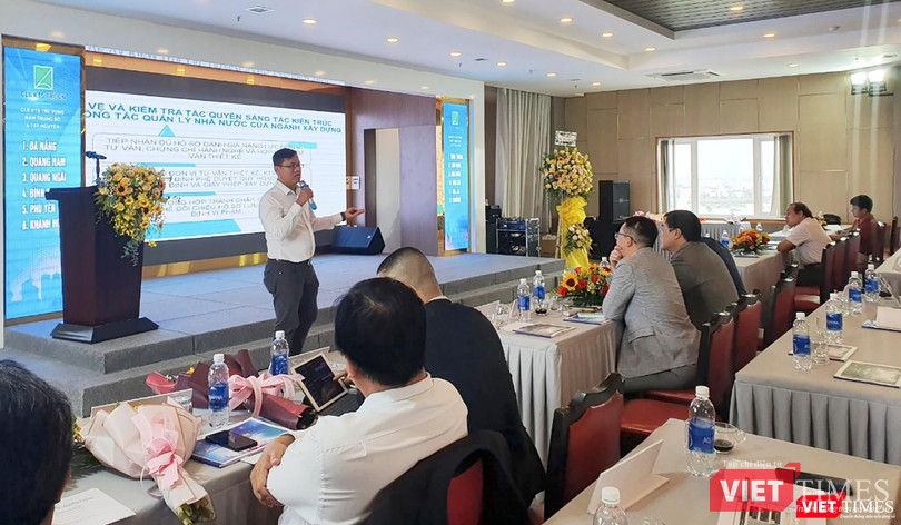 Ths.KTS Trần Phước Hoà Bình – Phòng Quản lý cấp phép xây dựng, Sở Xây dựng TP Đà Nẵng, Uỷ viên Ban chấp hành Hội KTS Việt Nam, Phó Chủ tịch Hội KTS TP Đà Nẵng-- trình bày các vấn đề về tác quyền dưới góc nhìn của cơ quan quản lý xây dựng