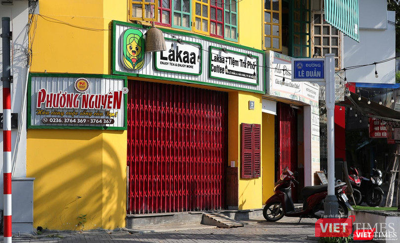 Hàng quán ở Đà Nẵng đóng cửa, ngưng hoạt động do thực hiện giãn cách xã hội để phòng dịch COVID-19