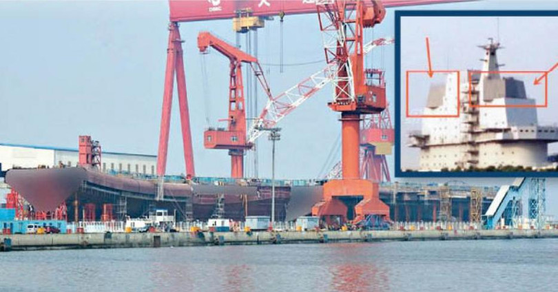 Hình ảnh hiện trường chế tạo tàu sân bay nội đầu tiên Type 001A của Trung Quốc. Ảnh: Tin tức Tham khảo, Trung Quốc.