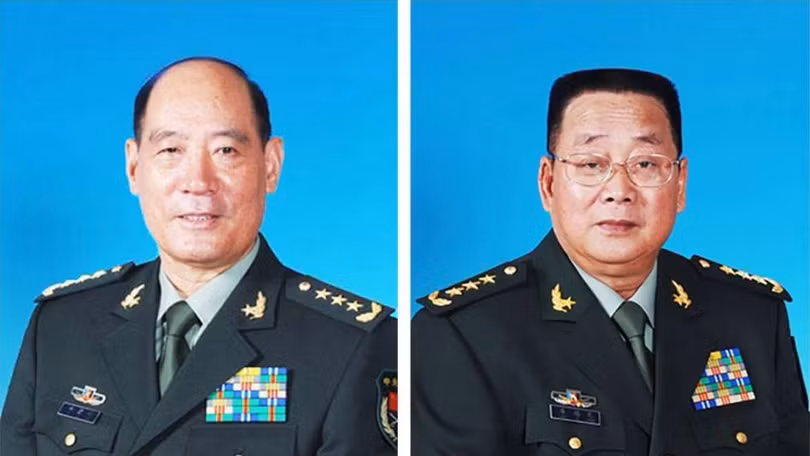 Thượng tướng Lý Kế Nại/nguyên Chủ nhiệm Tổng bộ Chính trị và Thượng tượng Liêu Tích Long/nguyên Bộ trưởng Tổng bộ Hậu cần,Quân đội Trung Quốc (ảnh tư liệu)
