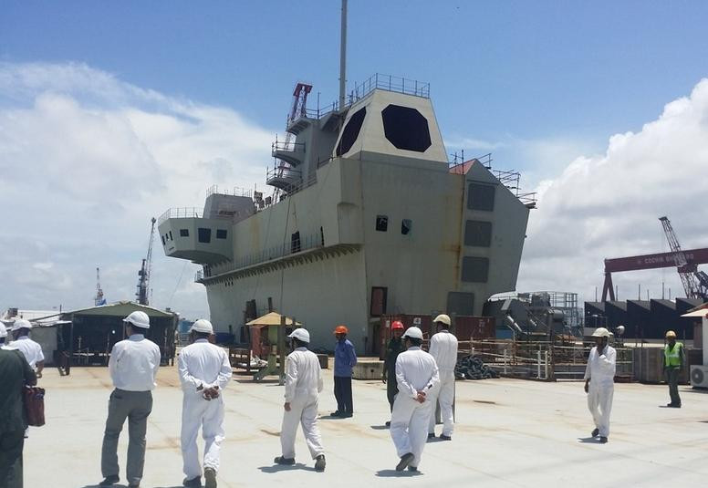 Tiến triển công trình tàu sân bay INS Vikrant chậm chạp. Ảnh: Thời báo Hoàn Cầu, Trung Quốc.