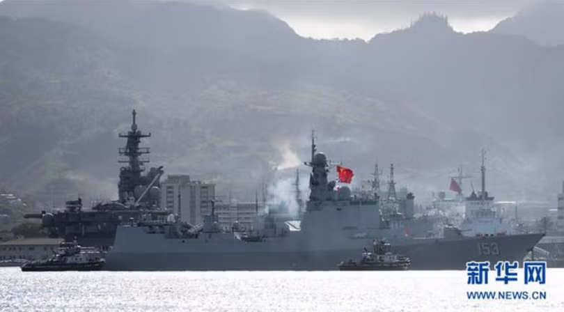 Biên đội tàu chiến Hải quân Trung Quốc tham gia diễn tập Vành đai Thái Bình Dương. Ảnh: Tân Hoa xã.