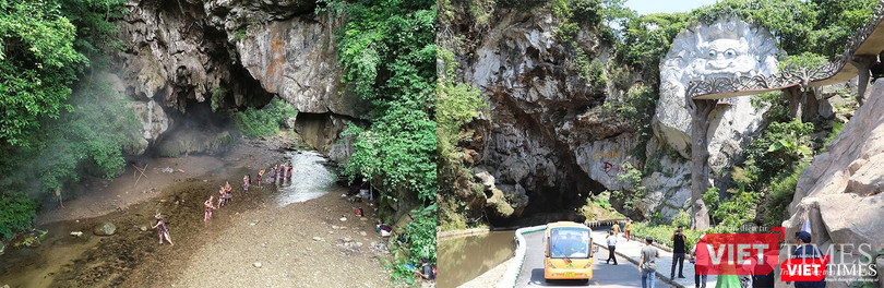 Di tích lịch sử Hang Gợp trước đây (ảnh trái) và sau khi được Tập đoàn FVG đầu tư (ảnh phải) xây dựng Khu du lịch Cổng Trời Đông Giang Di tích lịch sử Hang Gợp trước đây (ảnh trái) và sau khi được Tập đoàn FVG đầu tư (ảnh phải) xây dựng Khu du lịch Cổng Trời Đông Giang