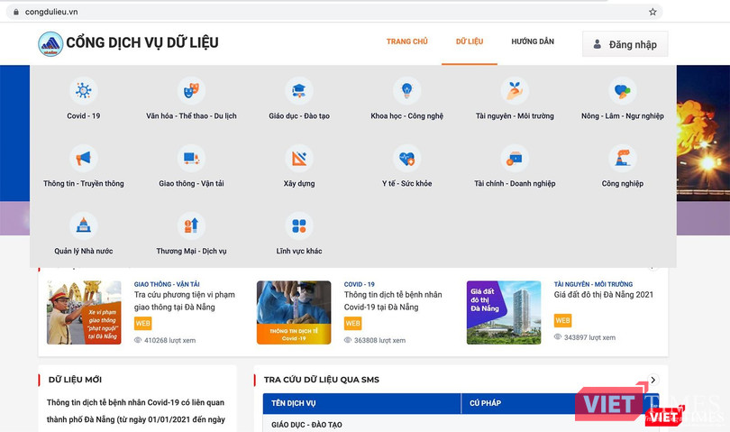 Dữ liệu công khai trên Cổng dữ liệu mở TP Đà Nẵng Dữ liệu công khai trên Cổng dữ liệu mở TP Đà Nẵng
