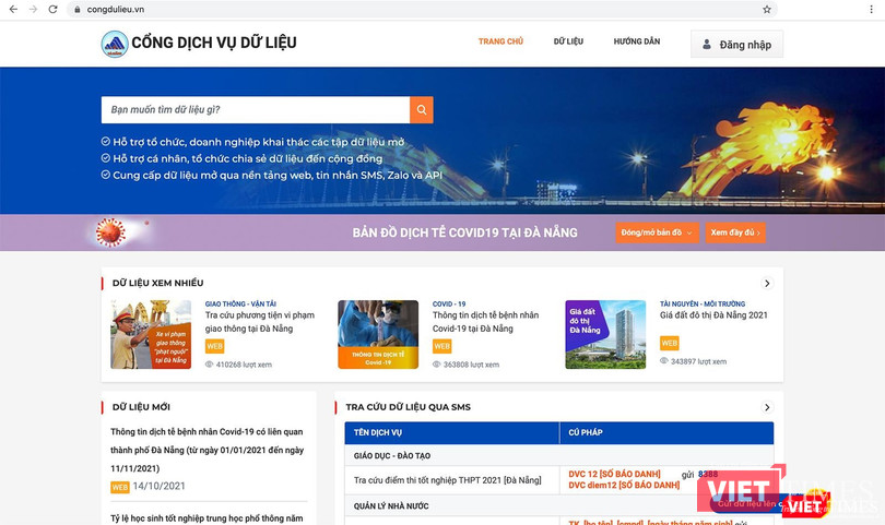 Giao diện Cổng dữ liệu mở TP Đà Nẵng Giao diện Cổng dữ liệu mở TP Đà Nẵng