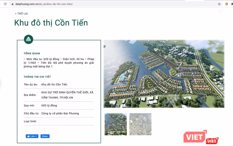 Thông tin dự án bất động sản Khu đô thị Cồn Tiến do Công ty CP Đạt Phương làm chủ đầu tư được xây dựng tại Khu dự trữ sinh quyển thế giới xã Cẩm Thanh, TP Hội An, Quảng Nam Thông tin dự án bất động sản Khu đô thị Cồn Tiến do Công ty CP Đạt Phương làm chủ đầu tư được xây dựng tại Khu dự trữ sinh quyển thế giới xã Cẩm Thanh, TP Hội An, Quảng Nam